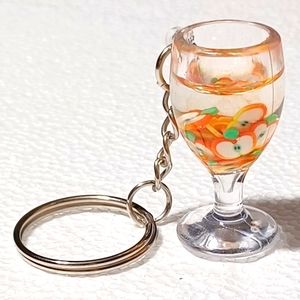CUTE APPLE SLICE DRINK KEYCHAIN